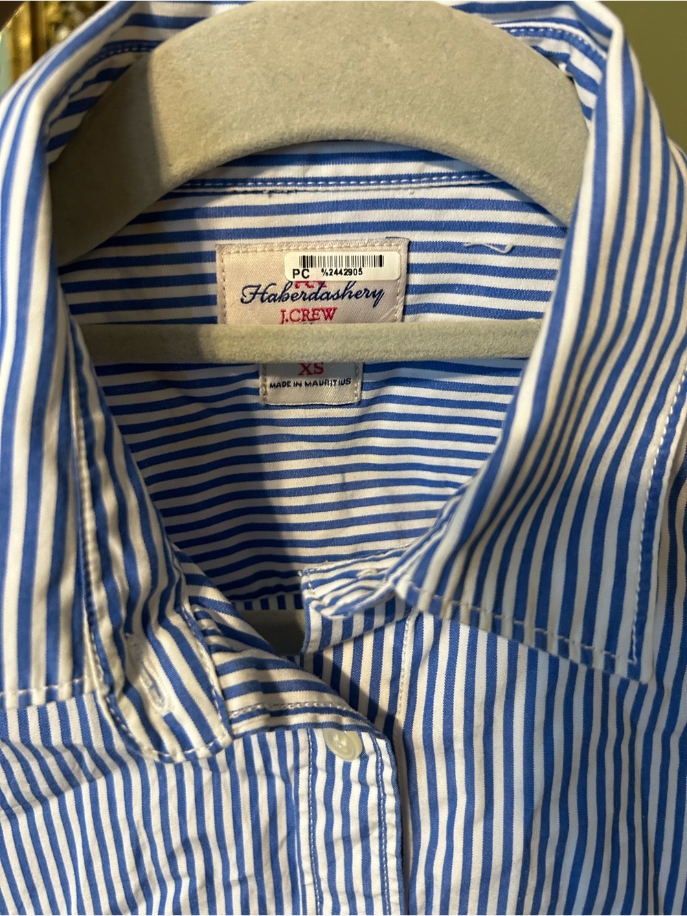 J. Crew Blue and White Striped Collared Button Shirt